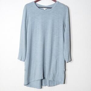 J. Jill Cotton Long Sleeve Tunic Top Blue Gray Size M Coastal Grandma